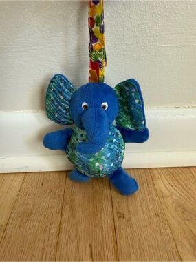 The World of Eric Carle Blue 5" Elephant Rattle Hook Loop Plush Crinkle Ears